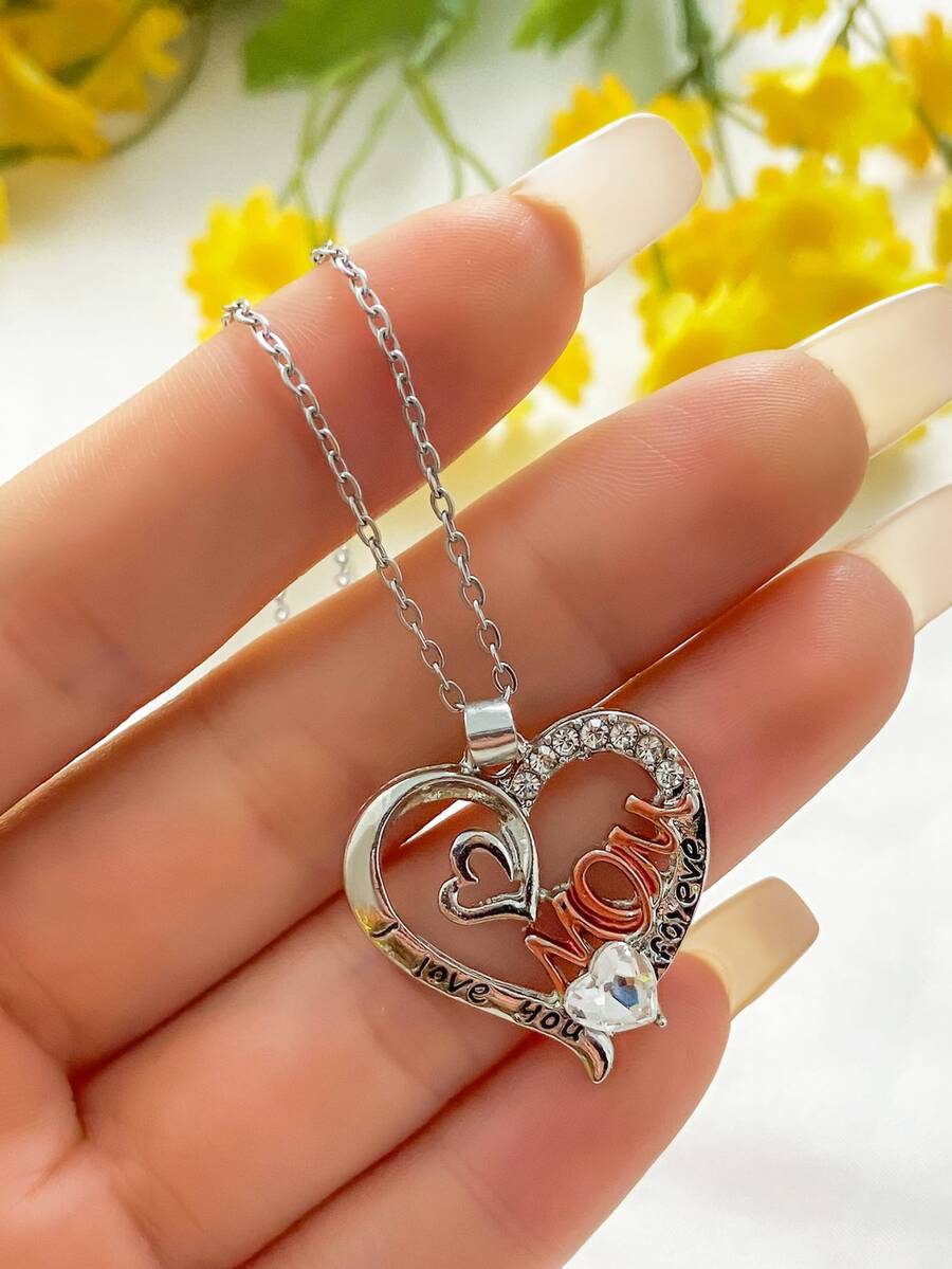 Heart Pendant Necklace - Silver - View 1