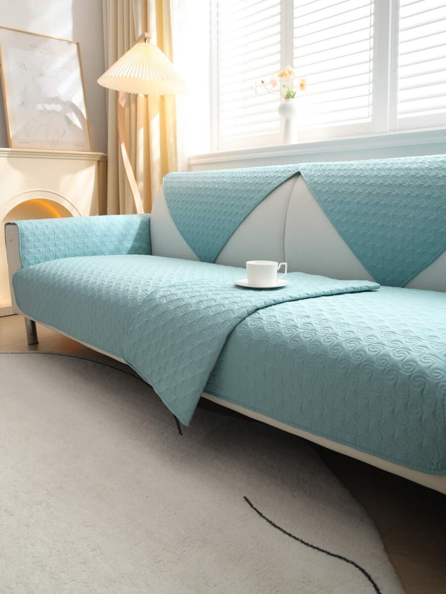 1pc Solid Color Sofa Towel - Green - View 1