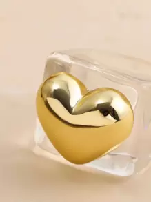 1pc Fashion Polyresin Heart Decor Clear Ring For Women For Daily Decoration Valentines - Clear - View 5