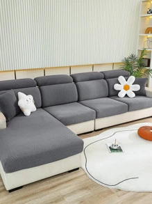 1 Hình Học Dạ Nỉ Co Giãn Ghế Sofa Bọc Ghế Sofa Polyester Hiện Đại Đệm Cho Phòng Khách - Màu xám đen - Xem 8