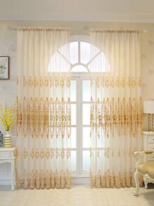 1 Màn Thêu Hoa Đơn Màn Polyester Hiện Đại Đơn Bảng Màn Sheer Cho Gia Đình - Màu be - Xem 2