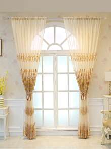 1 Màn Thêu Hoa Đơn Màn Polyester Hiện Đại Đơn Bảng Màn Sheer Cho Gia Đình - Màu be - Xem 5