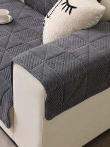 1pc Geometric Pattern Sofa Towel, Modern Polyester Sofa Cover Blanket For Home, All Season - Dark Grey - View 6