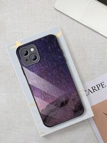 1pc Purple Galaxy Glass Case Compatible With Apple IPhone 16 Pro Max/16 Pro/16 Plus/16, Galaxy A55/A54/A53, S24 Plus/S24 Ultra/S24 FE/S24, Pixel 9/9 Pro/9 Pro XL - Multicolor - View 3