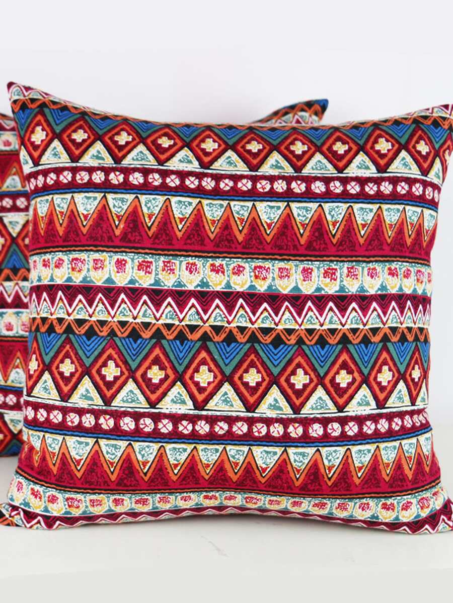 1pc Geometric Pattern Cushion Cover, Modernist Fabric Decorative Throw Pillow Case For Home - Multicolor - View 1