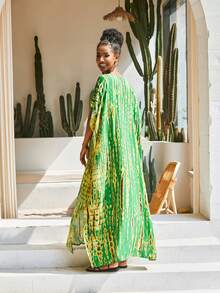 Tie Dye Split Thigh Cover Up - Multicolor - View 2