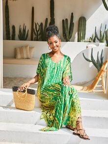 Tie Dye Split Thigh Cover Up - Multicolor - View 5