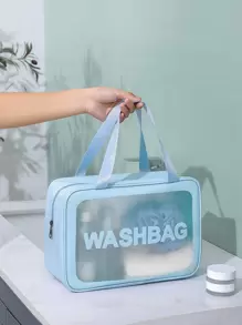 1pc Travel Portable Large Capacity Toiletry Bag, Carry-on Storage Organizer - Blue - View 6