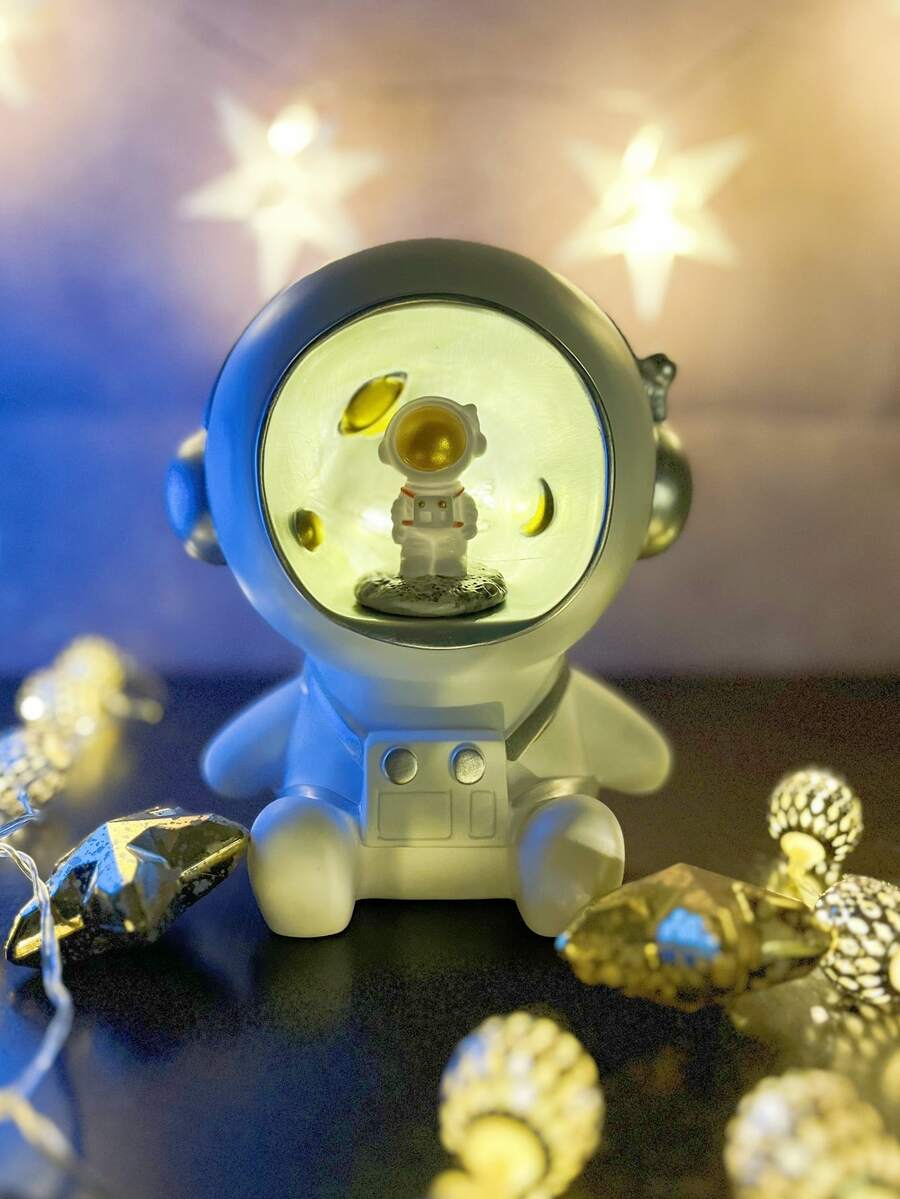 1pc PVC Creativity Night Light, Astronaut Design Baby Light For Bedroom - Yellow - View 1