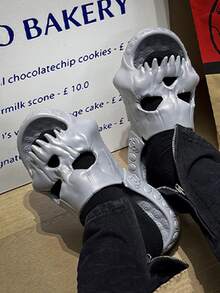 Cool Grey Slides For Women, Skeleton Design EVA Slippers For Summer - Grey - View 3