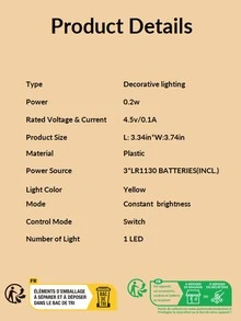 1pc Plastic Creativity Night Light, Cute Star Design Baby Light For Bedroom - Yellow - View 7