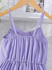 SHEIN Tween Girl Contrast Lace Cami Dress - Purple - View 6