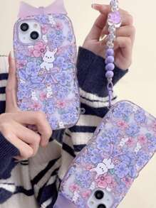 花卉圖案手機殼附帶繩子 - 彩色 - 查看 2
