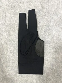 1pc Letter Graphic Left Hand Half Finger Billiard Gloves - Black - View 2