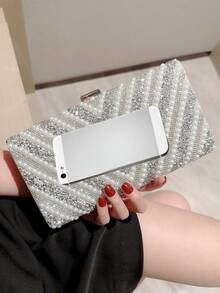 Long lanh lấp lánh, sáng bóng quyến rũ, thanh lịch, tinh tế, tinh tế bằng kim cương nhân tạo & ngọc trai giả Túi hộp trang trí cho bữa tiệc Túi ăn tối, túi buổi tối cho cô gái dự tiệc, phụ nữ, dành cho nữ Hoàn hảo cho bữa tiệc, đám cưới, vũ hội, bữa tối / tiệc, cho cocktail Món quà tốt nhất cho phụ nữ - trắng - Xem 9