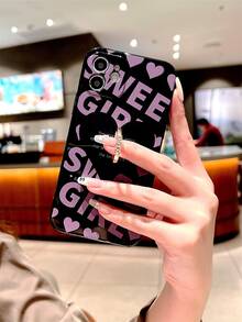 Letter Graphic Phone Case With Ring Holder - Multicolor - View 2