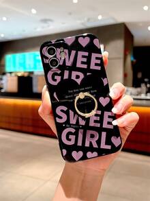 Letter Graphic Phone Case With Ring Holder - Multicolor - View 4