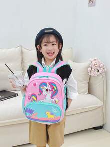 Chicas Mochila clásica con estampado de dibujos animados medio - Rosa - Ver 2