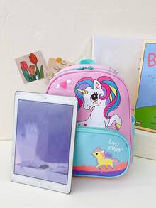 Chicas Mochila clásica con estampado de dibujos animados medio - Rosa - Ver 6