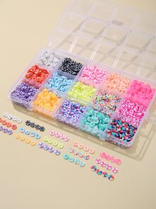 約 4000 顆 1 盒 24 色扁平圓形聚合物黏土間隔黑石珠，6 毫米，用於手鍊和項鍊珠寶製作 - 彩色 - 查看 4