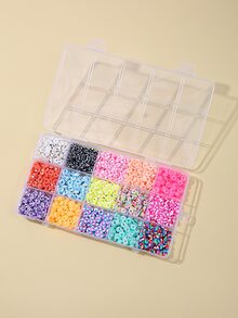 約 4000 顆 1 盒 24 色扁平圓形聚合物黏土間隔黑石珠，6 毫米，用於手鍊和項鍊珠寶製作 - 彩色 - 查看 5