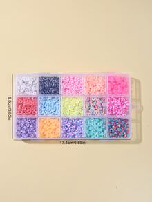 約 4000 顆 1 盒 24 色扁平圓形聚合物黏土間隔黑石珠，6 毫米，用於手鍊和項鍊珠寶製作 - 彩色 - 查看 6