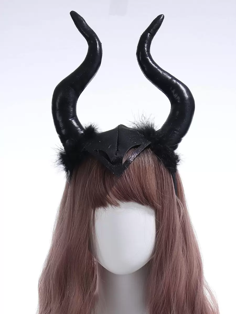 派对 1 件装 公羊角装饰服装头饰万圣节巫师帽 - 黑色 - 查看 1