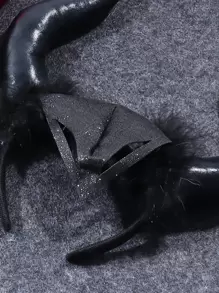 派对 1 件装 公羊角装饰服装头饰万圣节巫师帽 - 黑色 - 查看 2