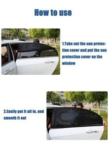 4入組網狀太陽罩與蚊帳車窗套組合 - 黑色 - 查看 4