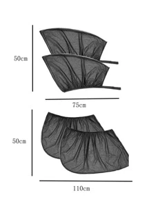 4入組網狀太陽罩與蚊帳車窗套組合 - 黑色 - 查看 5