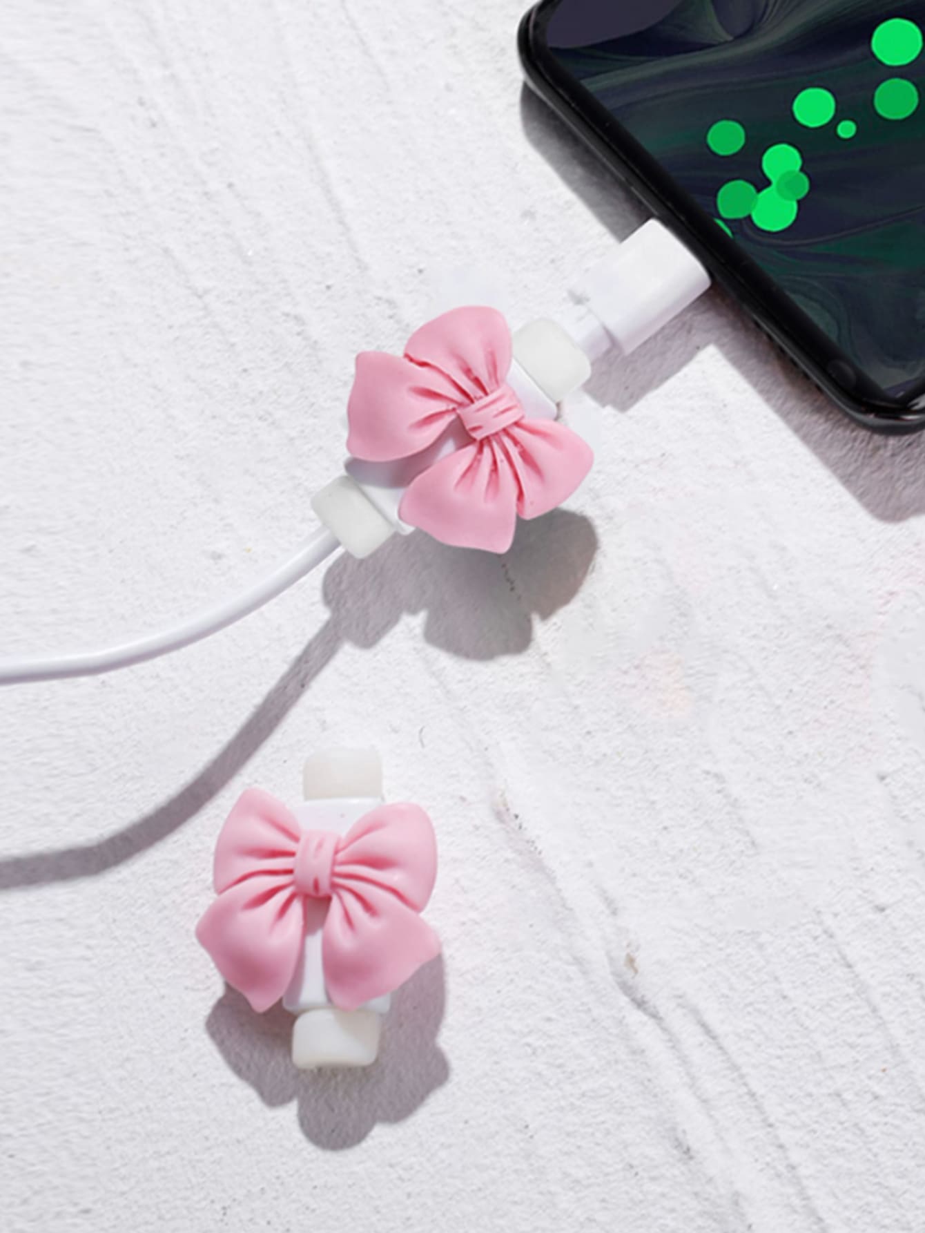 2 piezas Protector de cable de datos con diseño de lazo, protector de cargador