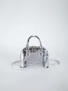 女孩鱷魚壓紋貝殼包小前衛