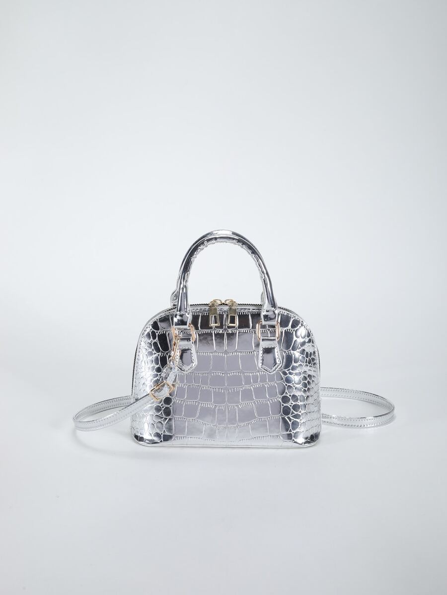 女孩鱷魚壓紋貝殼包小前衛