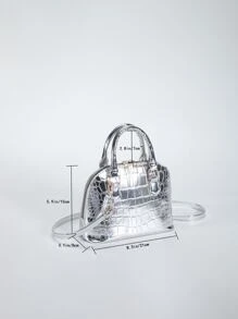 女孩鱷魚壓紋貝殼包小前衛