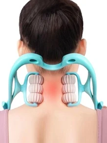 1pc Multifunctional Neck Massage Roller - Baby Blue - View 3