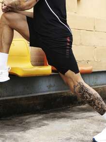 Manfinity Running Men Geo Print Sports Shorts Gym Shorts - Black - View 4