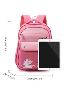 Chicas Mochila clásica con estampado de dibujos animados medio - Rosado Sandía - Ver 3