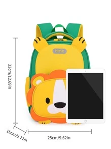 Chicos Mochila clásica con estampado de dibujos animados medio - Verde - Ver 4