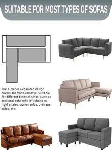 1入組素色灰色沙發巾適用於客廳簡約滌綸沙發巾四季皆宜 - 灰色 - 查看 4