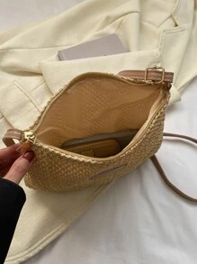 Straw Bag, Shoulder Bag, Large Capacity Fashion Woven Bag, 2024 New Casual Elegant, Casual Women's Bag, Beach Bag - Khaki - View 8