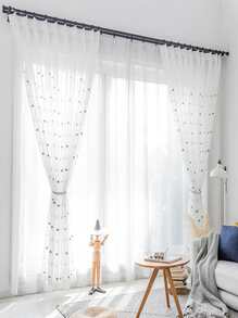 1 pieza Cortina transparente de privacidad con filtrado de luz de colores lunares transparente dulce para