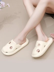 Preppy Yellow Vented Clogs For Women, Hollow Out EVA Clogs - Yellow - View 2