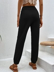 Breezaya Quần nữ Túi Xù màu trơn Giải trí - màu đen - Xem 2