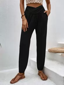 Breezaya Quần nữ Túi Xù màu trơn Giải trí - màu đen - Xem 3