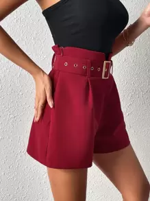 Firerie High Waist Plicated Detail Belted Shorts