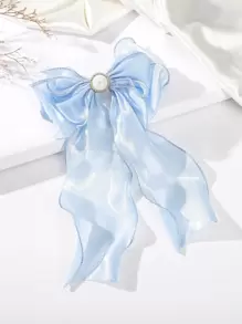 1入組簡約蝴蝶結裝飾時尚髮夾用於裝飾 - 淺藍色 - 查看 1