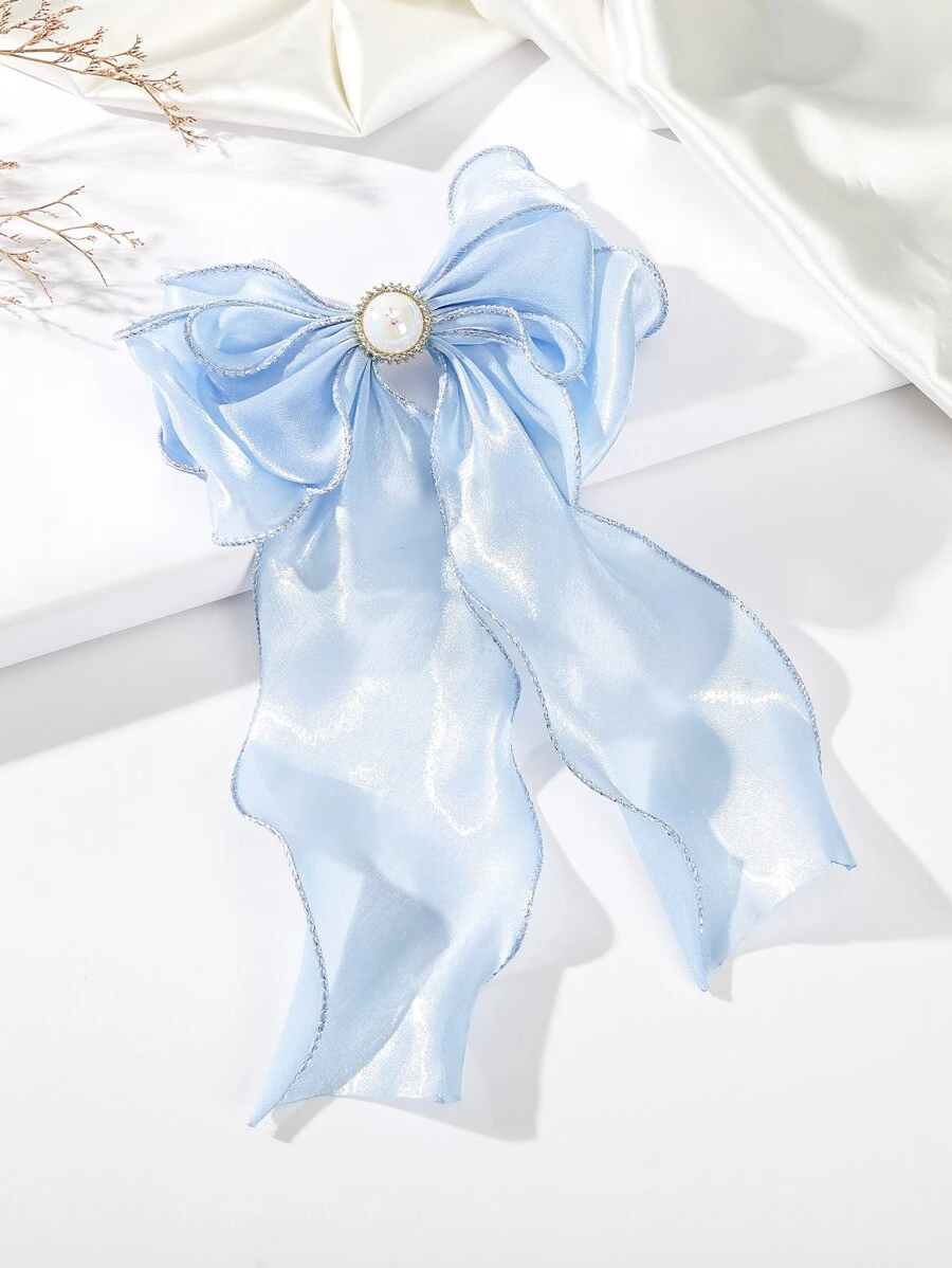 1入組簡約蝴蝶結裝飾時尚髮夾用於裝飾 - 淺藍色 - 查看 1