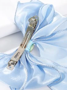 1入組簡約蝴蝶結裝飾時尚髮夾用於裝飾 - 淺藍色 - 查看 3