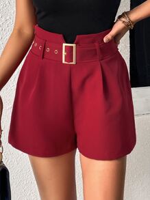 Firerie High Waist Plicated Detail Belted Shorts