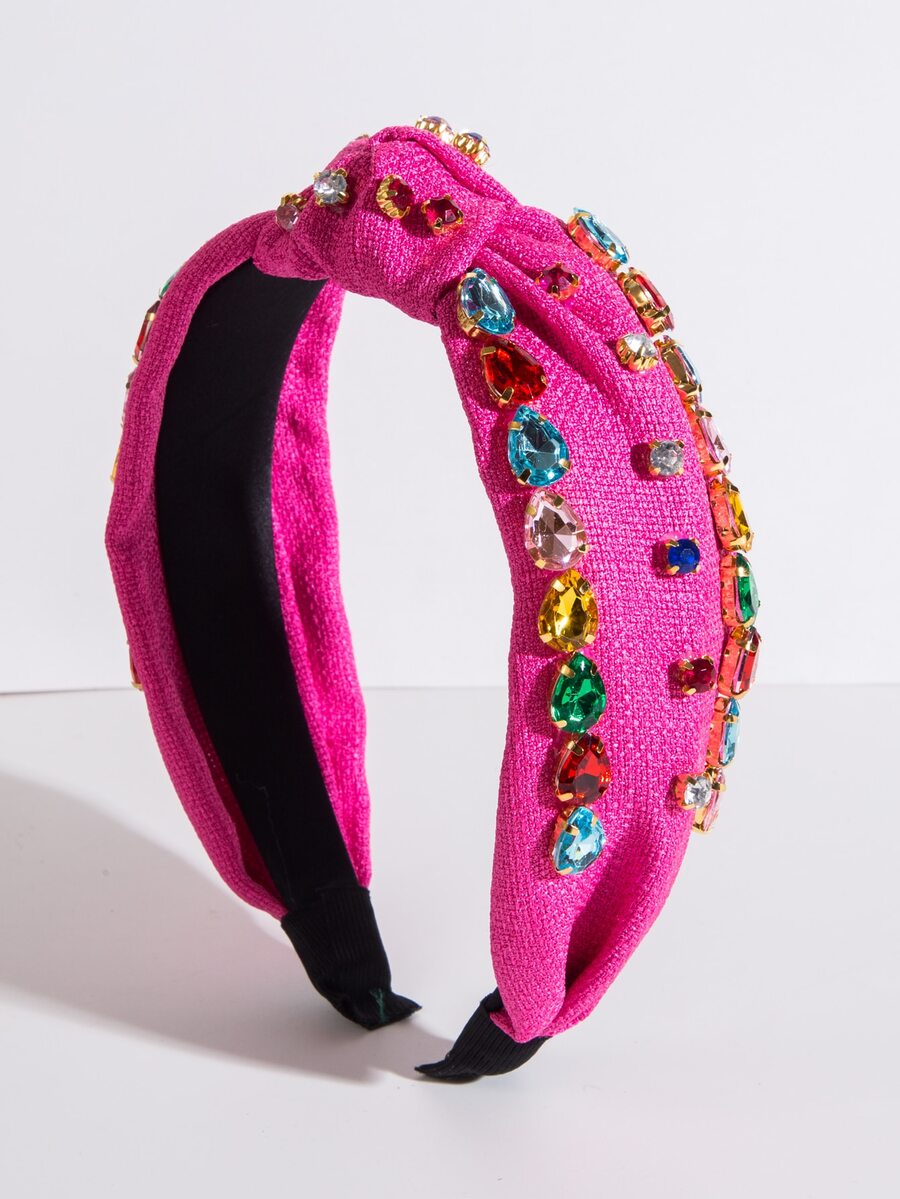 Rhinestone trang trí Headband - Màu Hồng Tươi - Xem 1